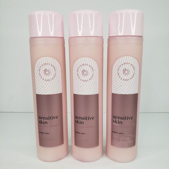 Bath & Body Works LOT of 3 Sensitive Skin Colloidal Oatmeal Bubble Bath 10.75 oz